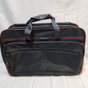 Samsonite Oyster Garment Bag‎ 1987 Black Red Trim Fold-Out Travel Luggage USA
